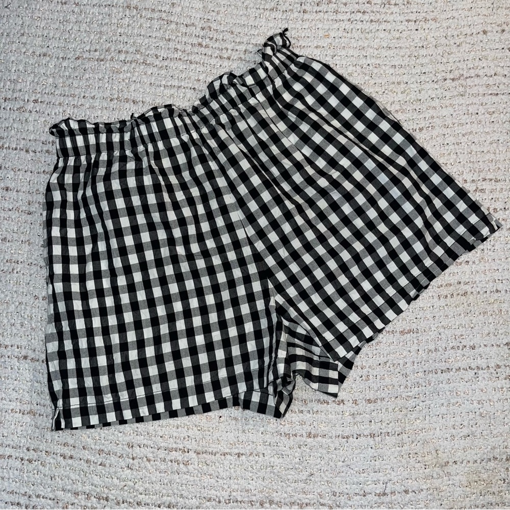 Jore Black and White Gingham Shorts w Pockets  / Size S